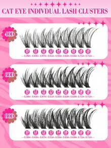 640 piezas/576 piezas Racimos de pestañas individuales de ojo de gato de 10-18 mm izquierdo y derecho para pestañas en racimos individuales apareados,extra gruesas y naturales, con efecto aterciopelado, ultra suaves y súper ligeras. Kit de extensión de pestañas DIY para principiantes para usar en casa, vida diaria, regalos, viajes y festivales de música
