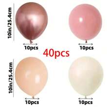 20pcs/40pcs Rose Gold & White Balloon Set, 10-Inch Metallic Pink & Ivory Latex Balloons Suitable For Brides, Christenings, Bohemian Birthdays, Wedding Anniversaries, Indoor & Outdoor Decor