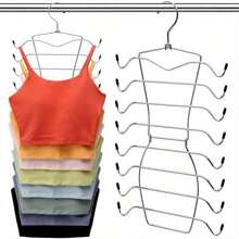 Edelstahl Kleiderschrank Organizer Gestell, 8-stufiger Westen Aufhänger, schwere Büstenhalter Organizer, zusammenklappbar, Must-Have für Studentenwohnheim, platzsparsam & rutschfestes Design