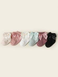6 Pasang Kaos Kaki Pendek Bayi/Balita Perempuan dengan Hiasan Pita, Bernapas, Musim Semi/Panas - MultiWarna - View 2