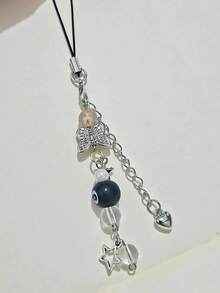 1 件 Y2K 黑色 8 字形球手机链经典款式精致设计高端吊坠情侣手机包礼物