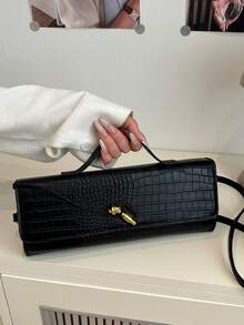 1 Chiếc Túi Xách Nữ Thời Trang Cổ Điển Đa Năng Phong Cách Đi Làm Hàng Ngày Màu Trơn Họa Tiết Cá Sấu Da PU Dây Dài Kiểu Lật Túi Xách Tay Phù Hợp Cho Việc Đi Làm Hàng Ngày & Phối Quần Áo Hàng Ngày Và Làm Quà Tặng Cho Bạn Bè - Nhiều màu - Xem 4