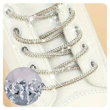 1 Pair/2 Pcs 120cm Long Rhinestone Shining Elegant High-End Minimalist Shoelaces, Suitable For Sneakers, Boots And Other Clothing Decor, Casual Shoes,Gift Ideas - Multicolor - View 3