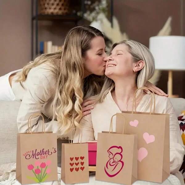 10 bolsas de papel marrón, bolsas de regalo para boda, en tamaños surtidos, bolsas de regalo lisas, bolsas de papel kraft con asas, bolsas de compras, bolsas minoristas para bodas, manualidades, regalos del Día de la Madre
