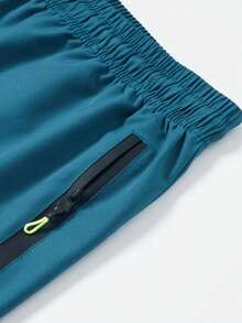 3pcs Men's Outdoor Sports Casual Loose Quick-Dry Shorts With Reflective Stripes, Pockets, Zipper And Drawstring Waist, Suitable For Fitness, Running And Outdoor Activities - Nhiều màu - Xem 2