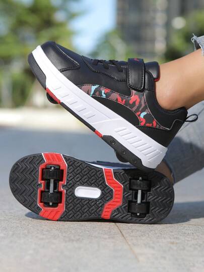 Boys & Girls Roller Skate Shoes, Fashion Low-Top Removable 2-In-1 Roller Shoes, Lightweight, Non-Slip, Suitable For Outdoor Activities