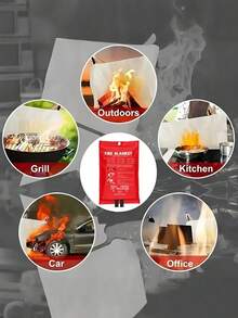 1件/2件装防火毯 - 应急阻燃毯，39.37英寸 x 39.37英寸 - 玻璃纤维灭火毯，适用于厨房、家庭、学校、壁炉、烧烤架、车辆、办公室和仓库，配有挂钩