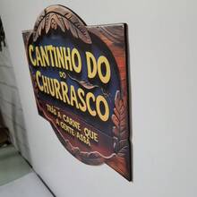 Placa Decorativa Cantinho do churrasco 32cm em MDF 2D
