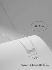 SYMFNY 1pc 925 Sterling Silver Minimalist Mobius Circle Infinity Symbol CZ Stone Pendant Necklace, Jewelry Gift