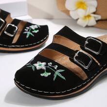 Women's Embroidered Platform Thick Bottom Wedge Heeled Hollow Out Casual Sandals