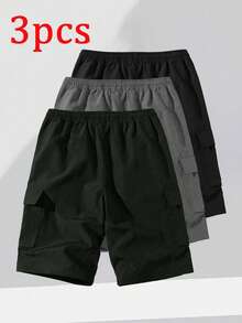 3 件装 男士轻便夏季工装短裤，休闲透气户外 5 英寸裤 - 彩色 - 查看 2