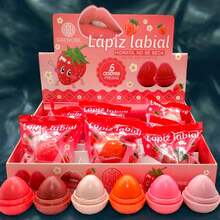 Paquete de Bálsamo Hidratante Labios De Fresa Caja 24 PCS Labiales Mágico - Rojo - Ver 1