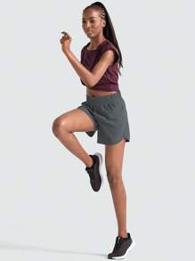 ZUTY 2 Pack  Athletic Running Shorts For Women 5" With Zipper Pocket High Waisted Quick Dry Workout Gym Shorts With Liner - 黑色深灰 - 查看 4