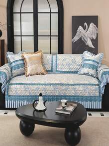 1pc Floral Pattern Luxury European Aristocratic Style Sofa Cover, Summer European Jacquard Design, Machine Washable, Pet-Friendly, Fits Armchair To 4-Seat Sofa - Living Room, Window Front, Office Sofa Protector