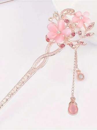 1件复古花卉装饰发夹，带吊坠，适合女性，秋季、旅行、美发工具、配饰、发饰、秋季、女性发饰、美发工具、发饰、美发用品、美容配饰、礼物、旅行、送给女性的礼物、发饰、圣诞礼物