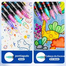 Kit 12 Permanent Acrylic Marker Pens Colored Brush - 12色/套 - 查看 5
