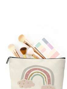 1 Pc Makeup Bag Various Bohemian Rainbow Pattern Cosmetic Storage Bag Large Capacity Lightweight Multipurpose, Durable Foldable With Zipper Closure Small And Exquisite Gift For Girls - Multicolor - View 4