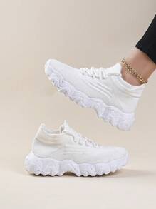 2025 Spring Women's Platform Sneakers, Casual Lace-Up Thick Sole Snow Floral Vulcanized Shoes