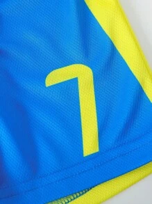 2pcs Customized Sports Training Quick-Dry Jersey & Shorts Set, Size 7, Ronaldo Design, Suitable For Football, Sports, Casual Wear, Personalized Name Customization