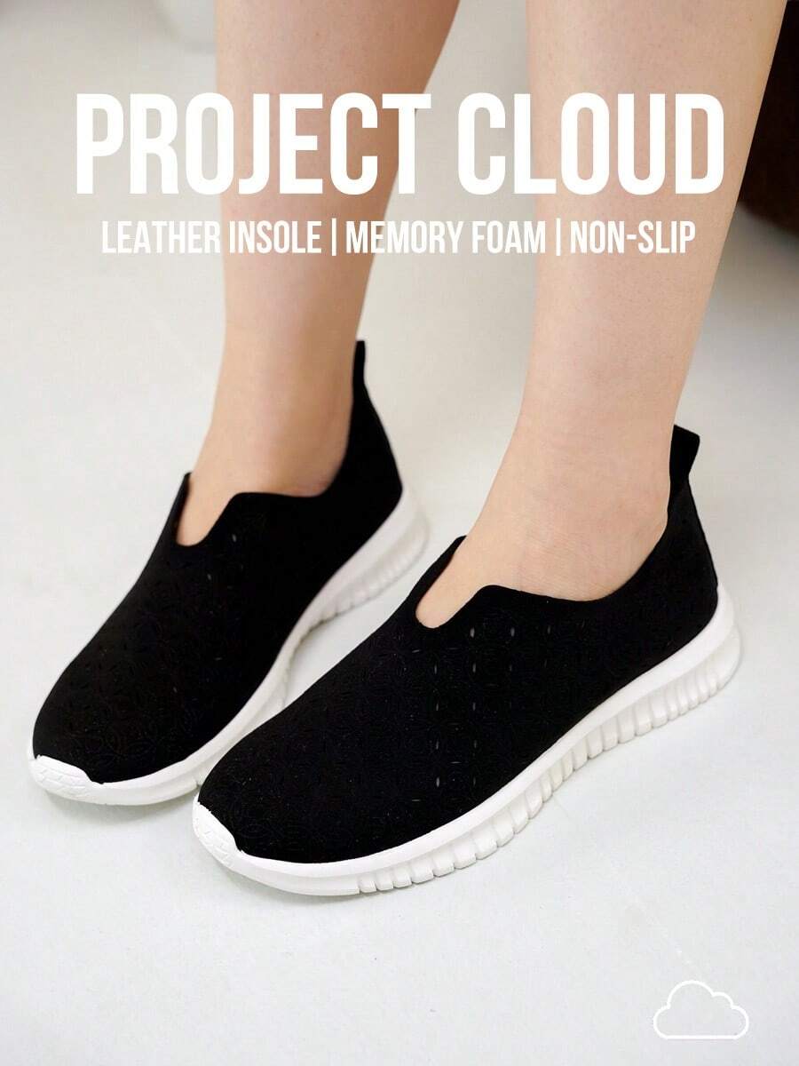 Orchid Leather Sneakers By Project Cloud - Lightweight, Arch Support. - Black - View 1