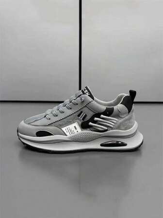 Men's Casual & Sports Shoes For Outdoor, Campus, Leisure & Running Activities, Breathable Solid Color Leather Patchwork, Anti-Slip Durable Shock-Absorbing Sole, Suitable For Summer Youth Campus And Sports, [Random Letter], Recommend Ordering 1 Size Up As Runs Small