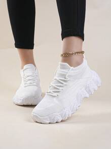 2025 Spring Women's Platform Sneakers, Casual Lace-Up Thick Sole Snow Floral Vulcanized Shoes