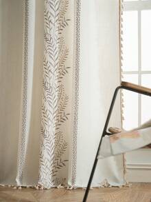 1 szt. haftowana zasłona w stylu europejskim, kieszeń na drążek bez wiercenia, frędzlowa zasłona dzieląca pokój/krótka zasłona kuchenna, zapewniająca prywatność w sypialni, gabinecie, salonie, na balkonie, w kawiarni i hotelu, codzienna dekoracja okna domowego