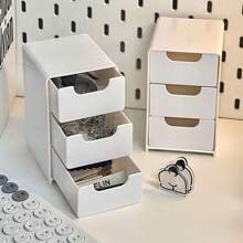 1pc Mini Desktop Organizer Box, Jewelry Box, Storage Solution For Home & Office, Drawers For Jewelry, Lipstick & Cosmetics Back To School