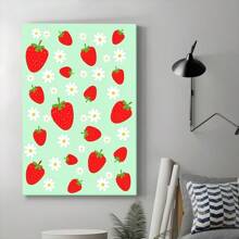 1pc Framed Canvas Poster Strawberry Wall Art Canvas Paintings Ideal Gift For Bedroom Living Room Corridor Wall Art Wall Decor Room Decoration Ready To Hang