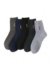 5 pares de calcetines de tripulación transpirables para hombre en negro, blanco y gris, surtido aleatorio