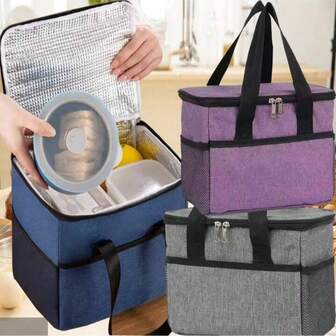1 件离子午餐袋，适用于上班族和学生的便携式午餐盒，厚铝箔防水