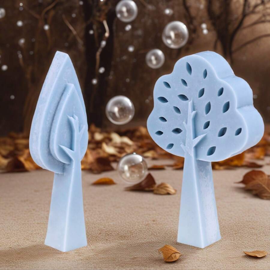 1pc Tree Shaped Plaster Decoration, Candle Holder, Handmade Silicone Mold