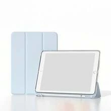 1 pieza Funda plegable de silicona azul a prueba de caídas con ranura para lápiz, compatible con Samsung, iPad, Honor - Admite función de reposo/activación - Azul - Ver 6