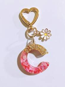 1pc Women's Beige Resin Letter Heart Shape Tassel Casual Cute Style Keychain, Creative Accessory Pendant Gift For Friends Car Accessories Bag Charm Backpack For School Goth Y2k