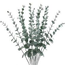 1/5/10/30/70PCS Artificial Plastic Plants Eucalyptus Leaves Birthday Party Decoration Wedding Flower Basket Bride Holding Flowers Home Decoration Dining Room Bedroom Windowsill Vase Decoration New Year Decoration Outdoor Garden Start Of School Season/Mother's Day Gifts