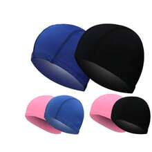 Bathing Caps Free Size Comfortable Swimming Caps For Men Women Elastic Nylon Ear Protection Long Hair Swimming Hat - Black - View 2