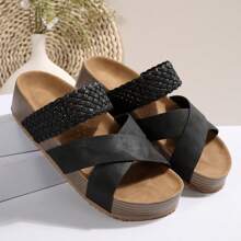 Chanclas con suela gruesa y cruzadas para mujer de talla grande