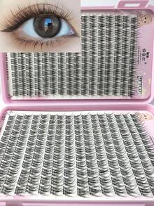 384pcs/Set Fine Lash Extension - DIY, Natural Cartoon Style, 10-12mm D Curl Short Individual Lashes, Suitable For Beginners, Reusable, Mixed Lengthslash Clusters,Eyelash Clusters,Individual Eyelashes,Lashes,Fake Lashes - 黑色 - 查看 4