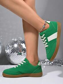 New Retro Classic American Green Outdoor Casual Skateboard Training Lace-Up Light Sport Versatile Commute Flat Shoes For Women, All Season - Retro Green - View 5