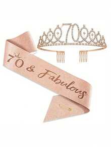 2pcs/Set 30/40/50/60/70/80 Years Old Women Birthday Crown & Headpiece, Happy Birthday Crown For 30/40/50/60/70/80 And Elegant Party Gift, Party Commemorative Birthday Party Decorations Hairclip & Headband - Rose Gold - View 13