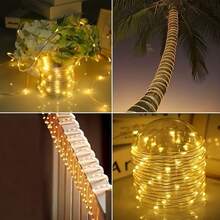 8 Modes Solar LED Light Strings - 50/100/200/300 LED Beads, Flexible Waterproof Fairy Lights For Garden, Wedding, Christmas And Halloween Decor, Multi-Color Hanging Solar Outdoor Lighting