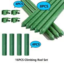 16pcs Coated Support Poles, For Fruits And Vegetables, 8 Poles + 8 Accessories, Suitable For Climbing And Fixing Vegetables, Fruits, Vines And Flowers Growth, Ideal For Garden And Yard