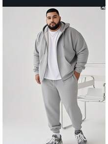 Men's PLUS SIZE Sweatshirt Set - 淺灰色 - 查看 2