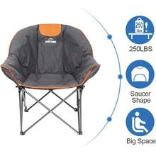Sofa Chair, Oversize Padded Moon Leisure Portable Stable Comfortable Folding Chair For Camping, Hiking, Carry Bag