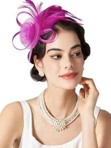 1Pc Fascinator Hat Headpieces Feather Tea Party Hat For Women Horse Racing Kentucky Derby Hat For Women&Girls