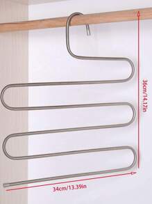 1pc/2pcs 5-Layer Clothes Hanger, Stainless Steel Non-Slip Pants Hanger For Home, Stainless Steel S-Shaped Anti Slip Pants Rack, Five Layer Pants Storage Rack, Multifunctional Snake Shaped Clothes Rack, Bathroom Towel Rack