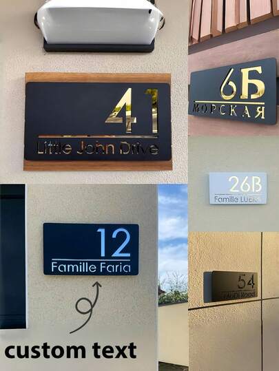 1pc Customized Address Plaque, 3D Embossed Design, Matte Black, Outdoor Street Number Sign, Reusable, Multifunctional, Fashionable, Exquisite, High Quality, Customized, Personalized, Unique, Suitable For House Decor, Wall Decor, Door Decoration, Street Decoration, Office Decor, Bedroom Decor, House Decoration, Classroom Decoration, Dormitory Decoration, Gift For Him/Her, Housewarming Gift, Father's Day Gift, Mother's Day Gift, Birthday Gift,Multi-Functional,Durable,Ornamental,Reusable,Exquisite,Stylish,High-Quality,Colorful,Modern,Custom,Personalized,Unique,Home Refresh,Customized Signs & Plaques
