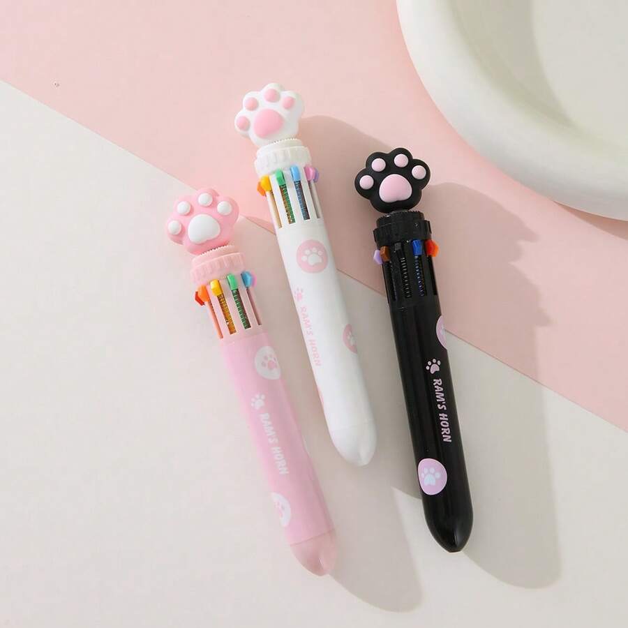 1 buah Pulpen Ballpoint Aneka Warna Desain Cakar Kucing untuk Pelajar, Pulpen Berbasis Minyak Berwarna untuk Menulis, Mencatat, Menyoroti, Melukis, untuk Perlengkapan Sekolah, Kembali ke Sekolah - MultiWarna - View 1
