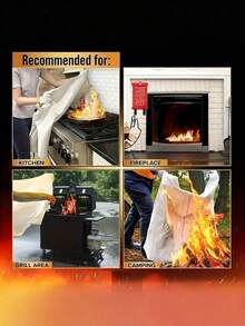 1件/2件装防火毯 - 应急阻燃毯，39.37英寸 x 39.37英寸 - 玻璃纤维灭火毯，适用于厨房、家庭、学校、壁炉、烧烤架、车辆、办公室和仓库，配有挂钩