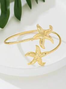 1件时尚简约铁合金海星臂环，适合海滩度假和日常佩戴 - 金色 - 查看 6